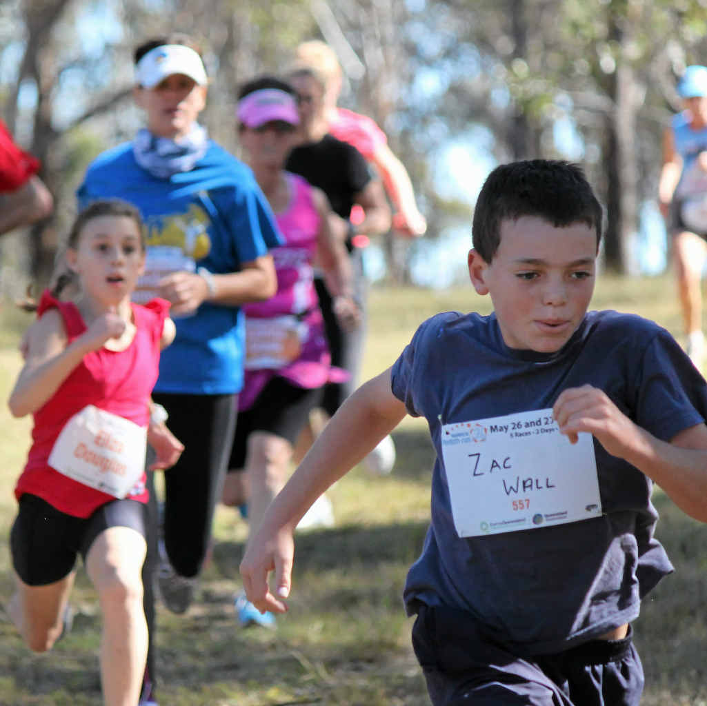 Zac Wall sprints to the finish line in the 4.6km cross country event on Saturday. Zac Wall sprints to the finish line in the 4.6km cross country event on Saturday.
